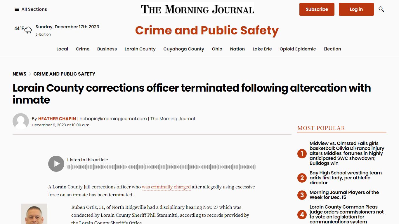 Lorain County corrections officer terminated following altercation with ...